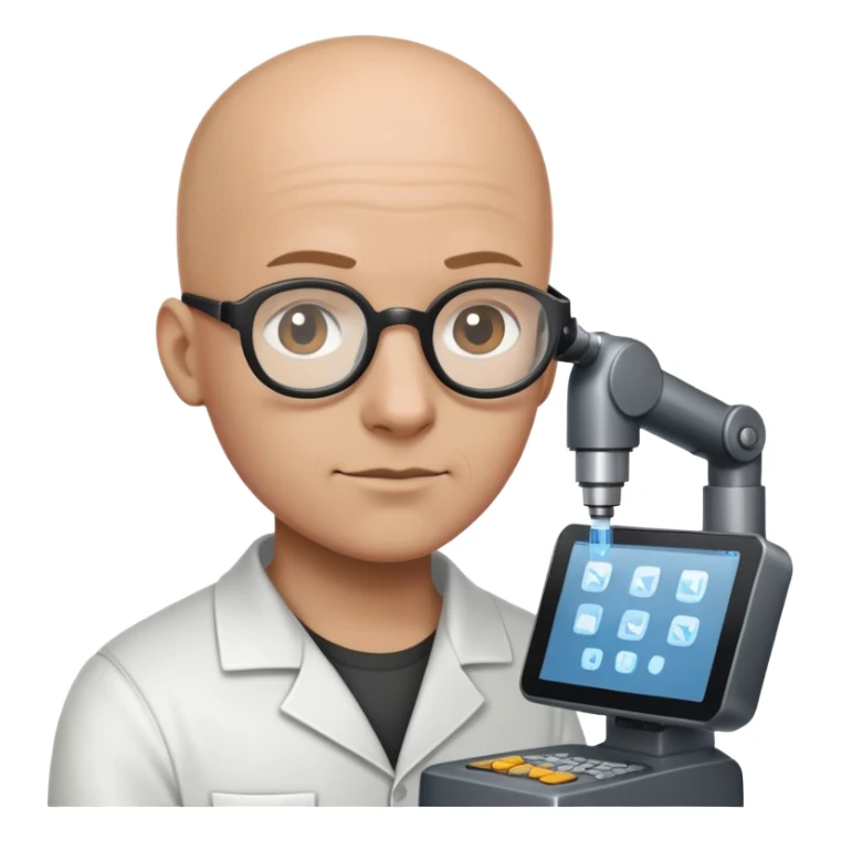 tinkerer, bald black with no glasse sticker