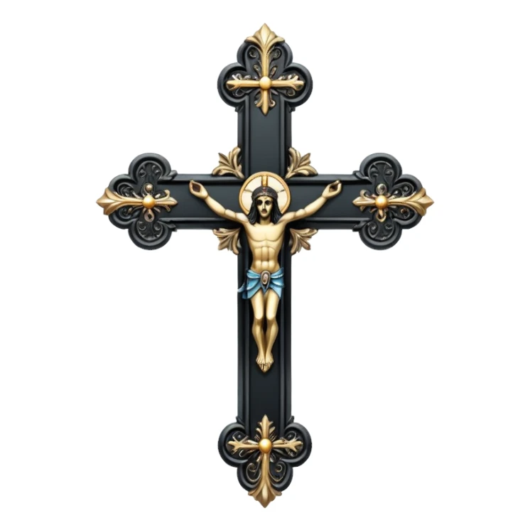 Juste la croix catholique en métal noir stp sticker