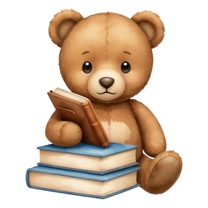 watercolor books and bear sticker