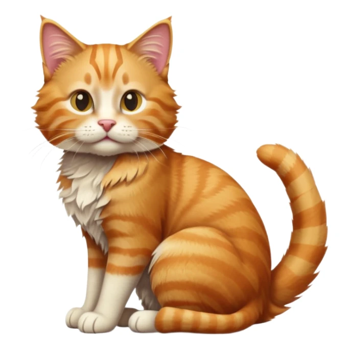cinematic-[Ginger tabby cat]-realistic-full-body-sitting-emoji,-tail-curled-playfully-around-its-paws,-head-tilted-dramatically,-scruffy-[ginger]-fur,-simplified-yet-realistic-focused-features,-highly-detailed,-glowing-with-an-almost-sarcastic-glow sticker
