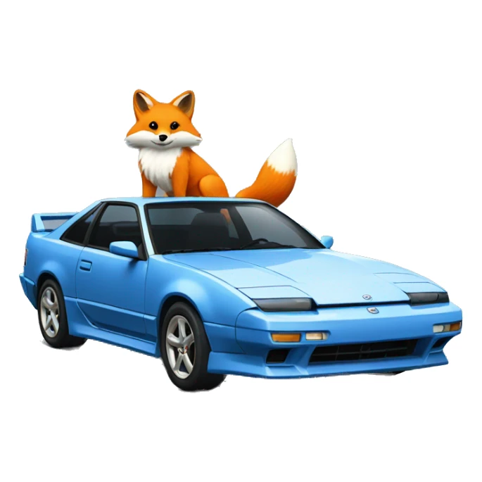 A blue furry fox with nissan 180sx sticker