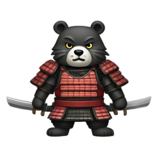 antique shogun samurai costume with katanas against wild bear victory warrior sticker