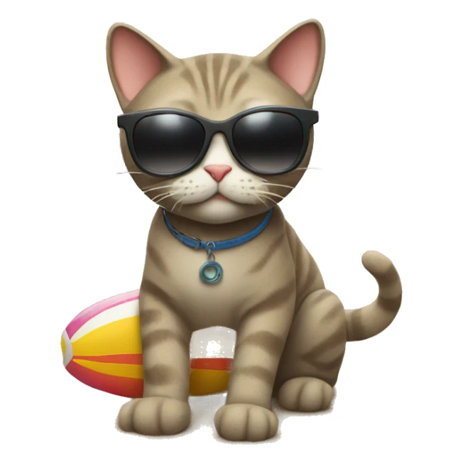 cat in sunglasses on a trip to the beach sticker