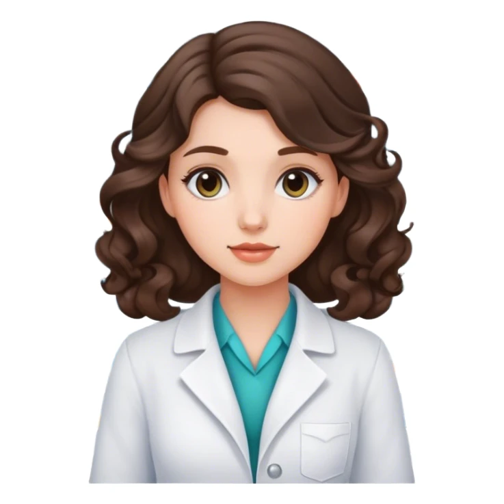Pretty Young girl with brunette curled hair working in pharmacy  sticker