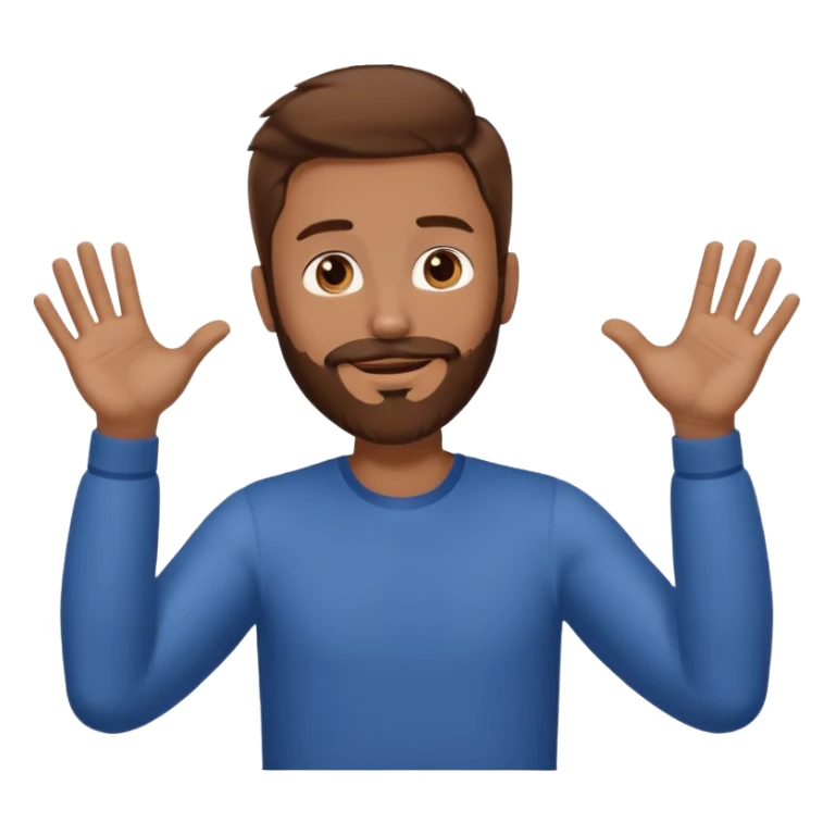 A man with brown hair and beard with his arms out horizontally at his sides waiting for a hug sticker