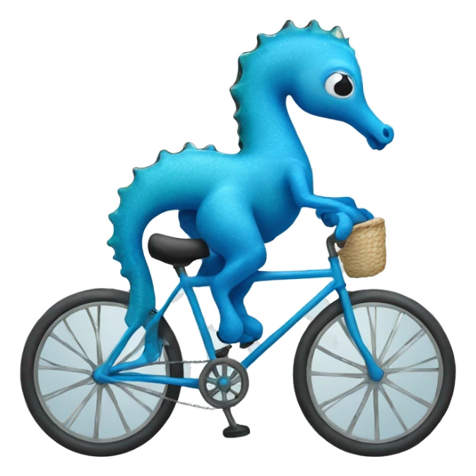 Blue seahorse riding a bicycle  sticker