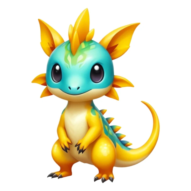 Exotic tropical shiny rare epic cute Fakémon-creature, full body, with random markings sticker