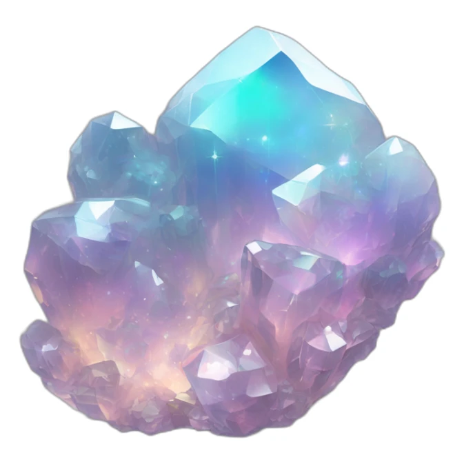 Sparkly glossy Pastel whitish iridescent glass nebula crystal clusters sticker