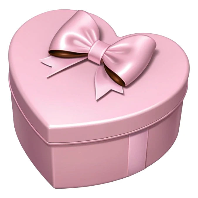 pale pink heart box, pale pink bow, filled with chocolates inside sticker