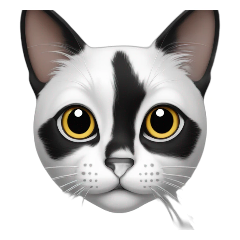 BLACK AND WHITE CAT WITH SPOT ON NOSE sticker