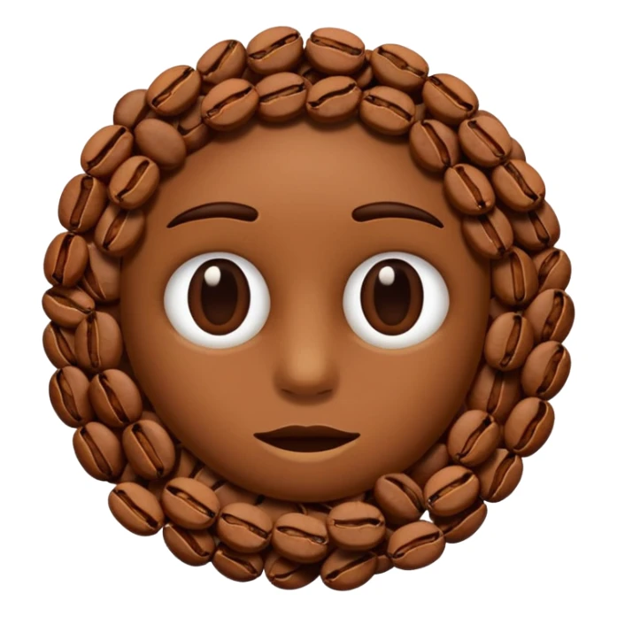 Yearning emoji face with coffee beans around it sticker