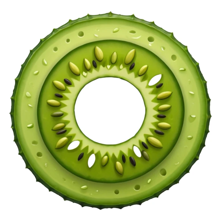round pickle slice, detailed, vibrant green, seeds visible sticker