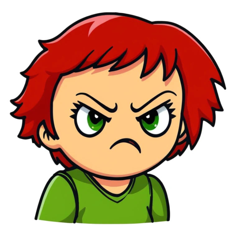 Angry girl with red hair and green eyes sticker