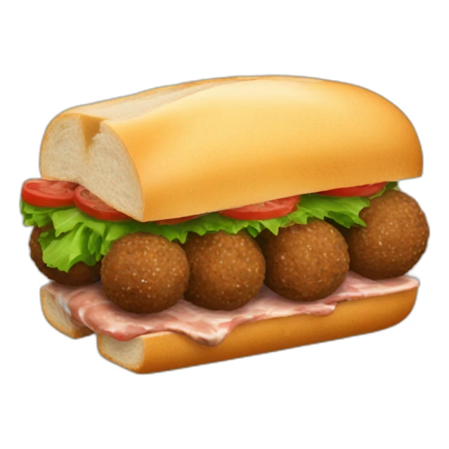 sandwich with hot meat balls and black pepper sauce sticker