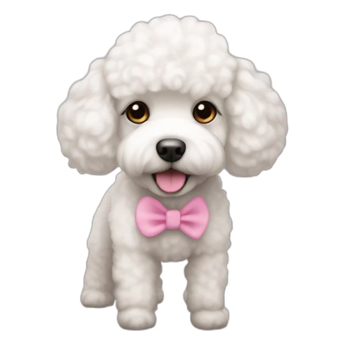 White poodle bichon with pink nose sticker
