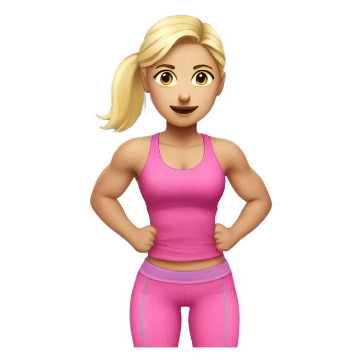 blond girl doing squats at the gym with pink clothes sticker