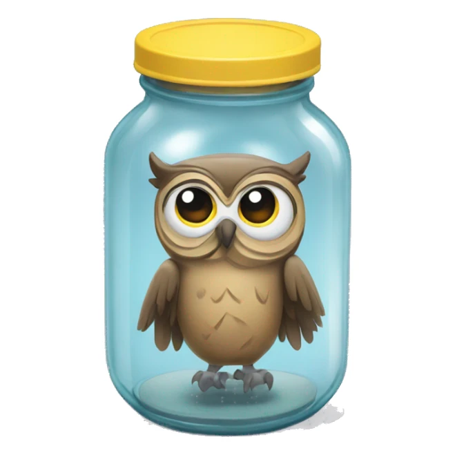 owl in a glass jar full of glue sticker