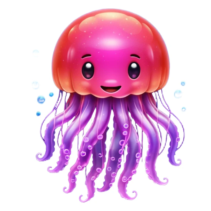 color gradient between red and purple glitter cute happy jellyfish sticker