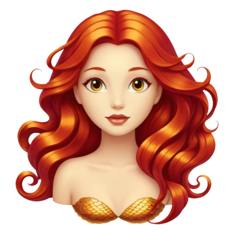 Beautiful and elegant golden mermaid with red long hair sticker