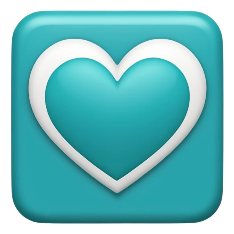 teal square with a white heart and a line at the bottom sticker