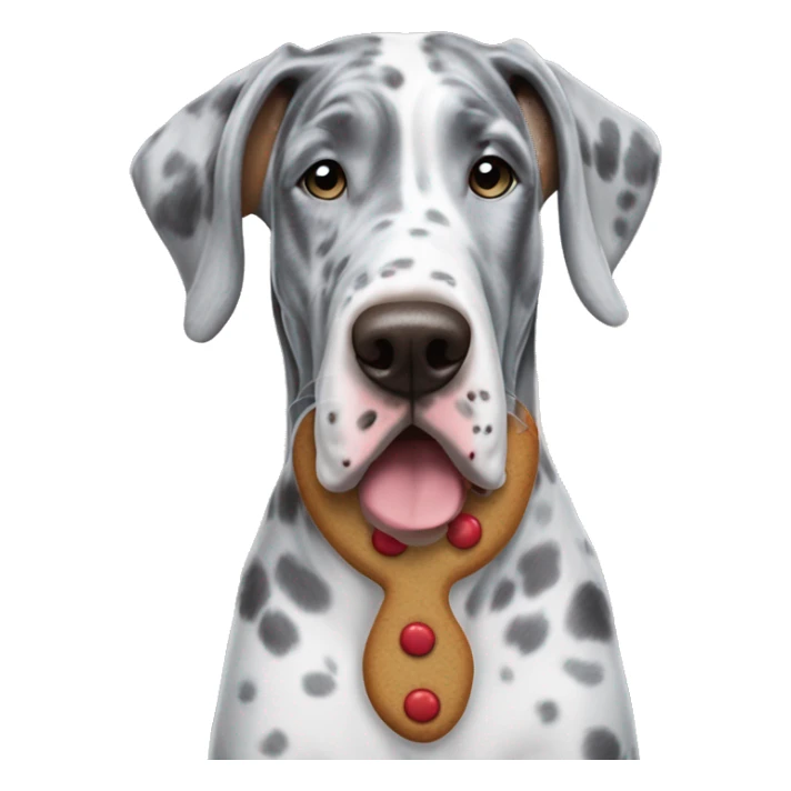 Blue Merle Great Dane dressed as gingerbread man sticker