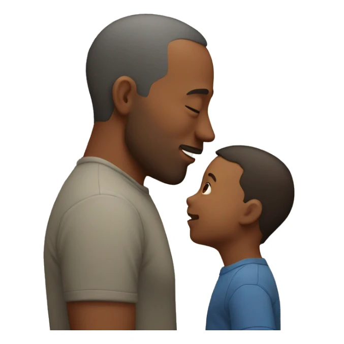 father giving a kiss to his son sticker