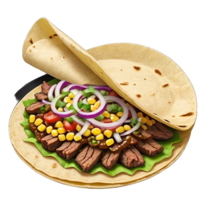 Taco on a black plate,nice onion on top sticker