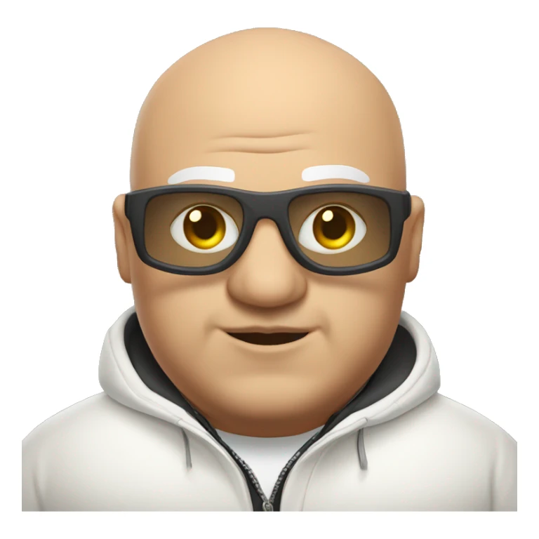 chubby bald man with goggles and white jacket close up with ear rings  and mohawak hai style  sticker