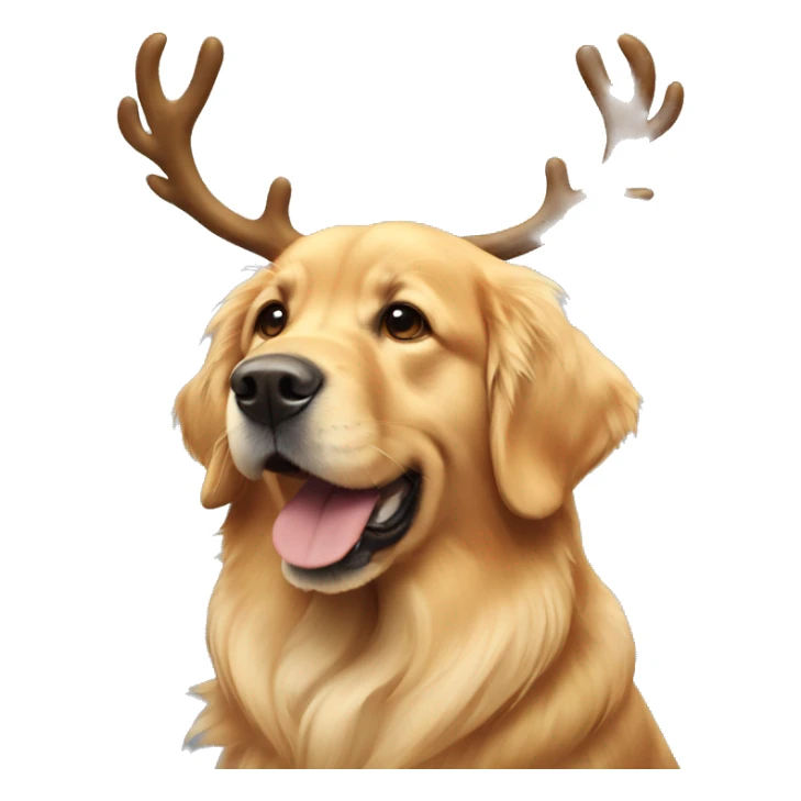 Golden retriever with reindeer horns sticker