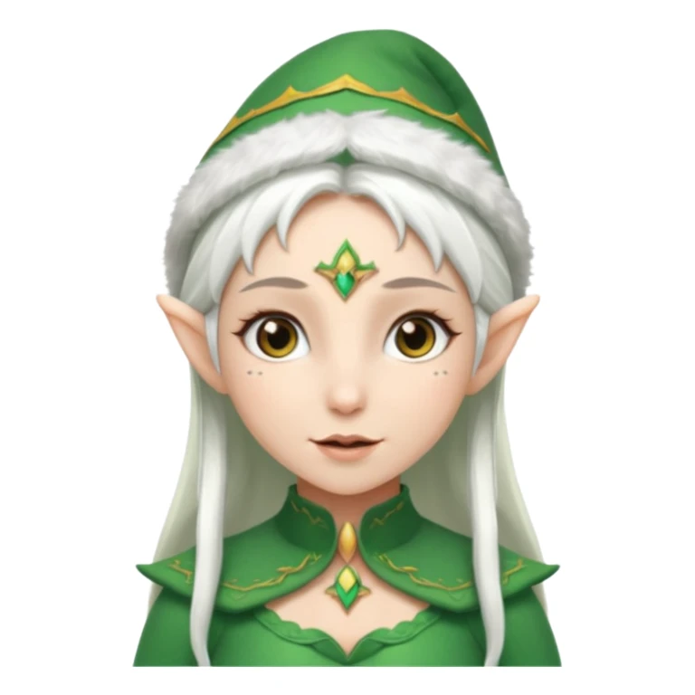 elf girl with elf hat, white hair sticker