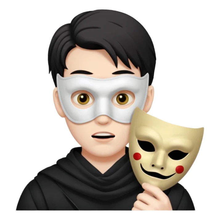 guy holding mask but his face is creepy sticker