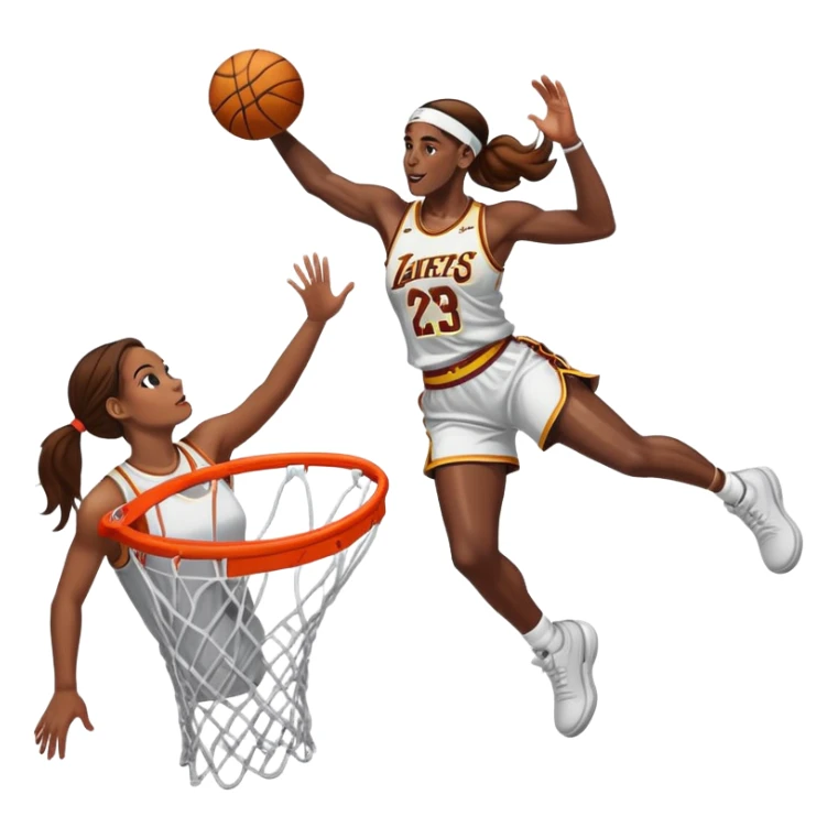 LeBron dunking on girl with brown hair  sticker