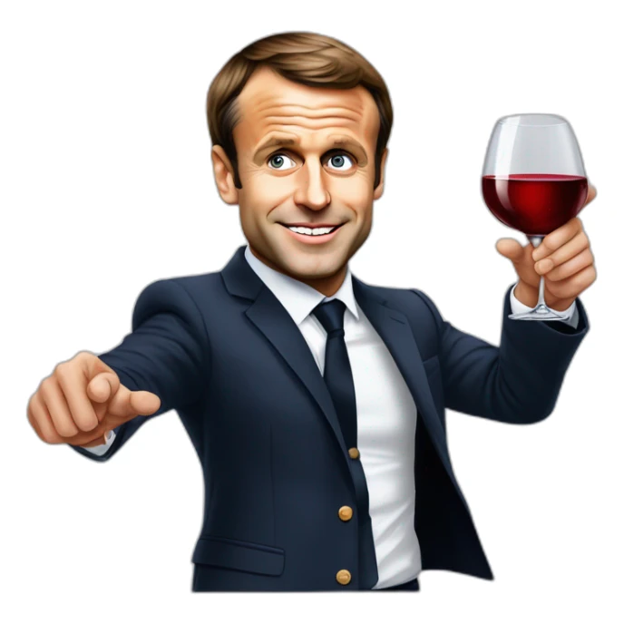 Emmanuel Macron avec un verre de vin rouge sticker
