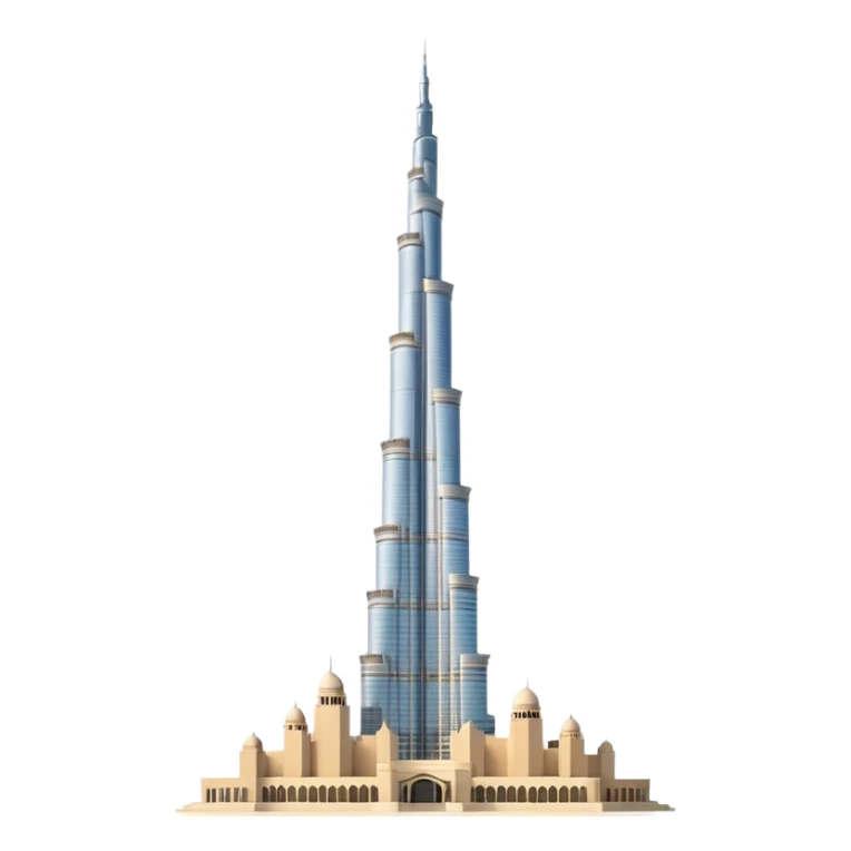 Burj Khalifa, light beige, minimalism, side view, emoji style sticker