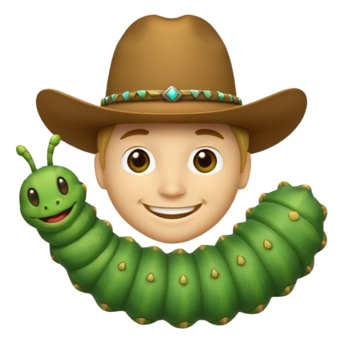 Cowboy emoji mixed with caterpillar emoji sticker
