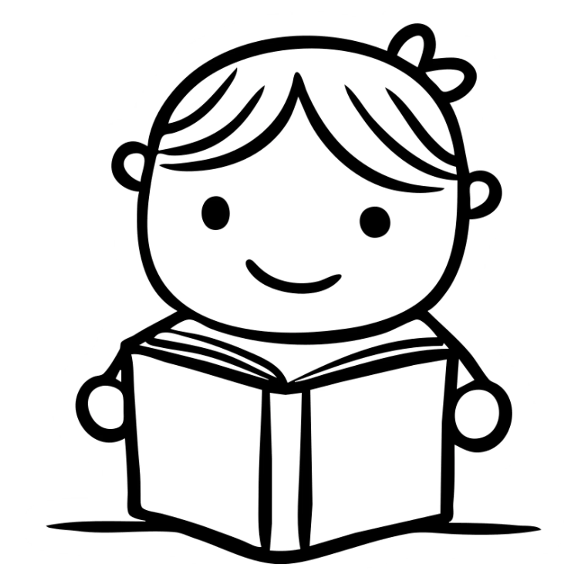 Literacy app icon with child reading a book sticker