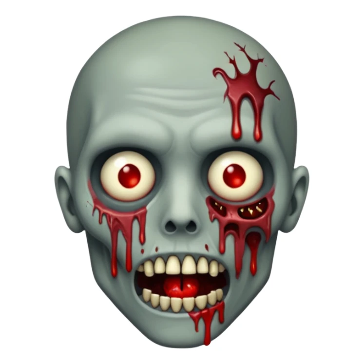 Zombie face, torn flesh, blood dripping, exposed bones, dark horror, no background




 sticker