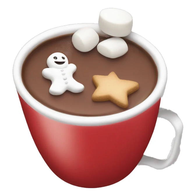 christmas red colour cup with hot chocolate and marshmallows sticker