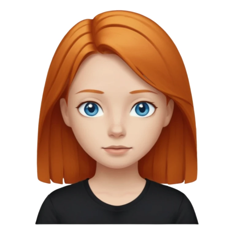 Blue eyes,ginger medium straight hair, black t-shirt girl sticker