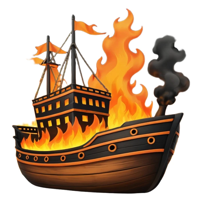 un barco quemandose sticker