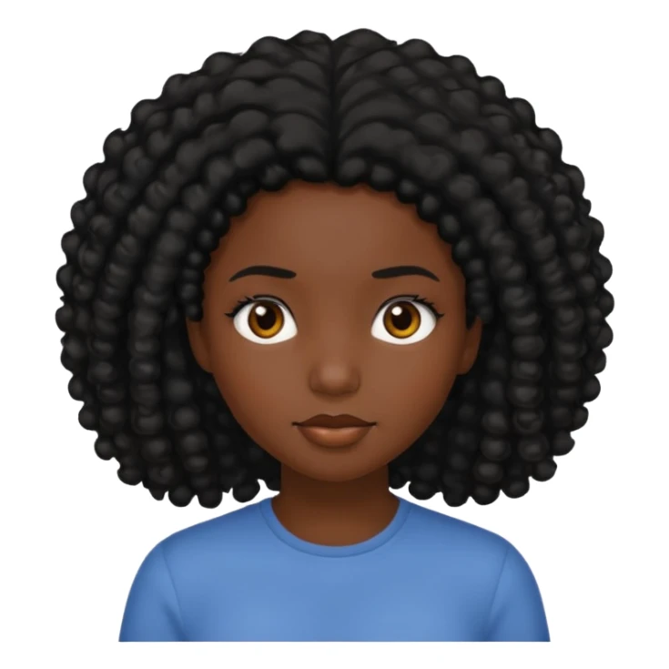 tạo cho tôi cô gái da đen tóc đen hơi xù nhẹ sticker