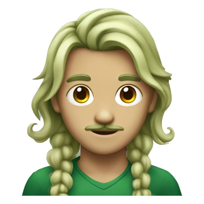 boy green skin with moustache and long hair sticker