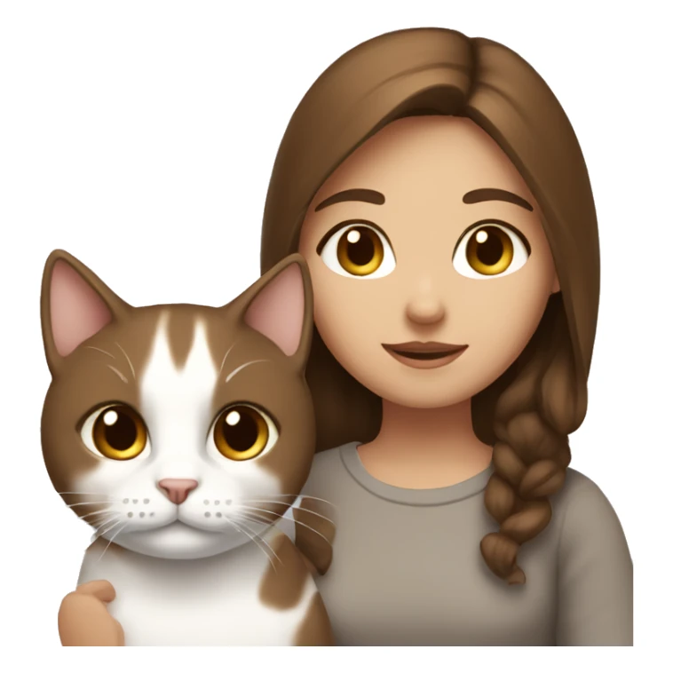 brown hair girl with a white and brown cat sticker
