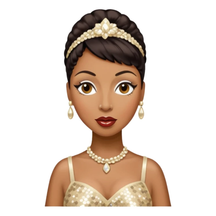 Josephine Baker with dark brown hair, cream sequin outfit sticker