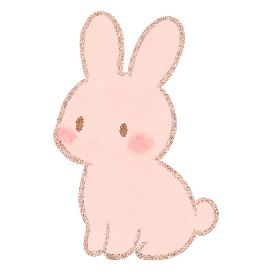tiny pastel bunny silhouette, Japanese hand-drawn kawaii, full object, blushing cheeks sticker