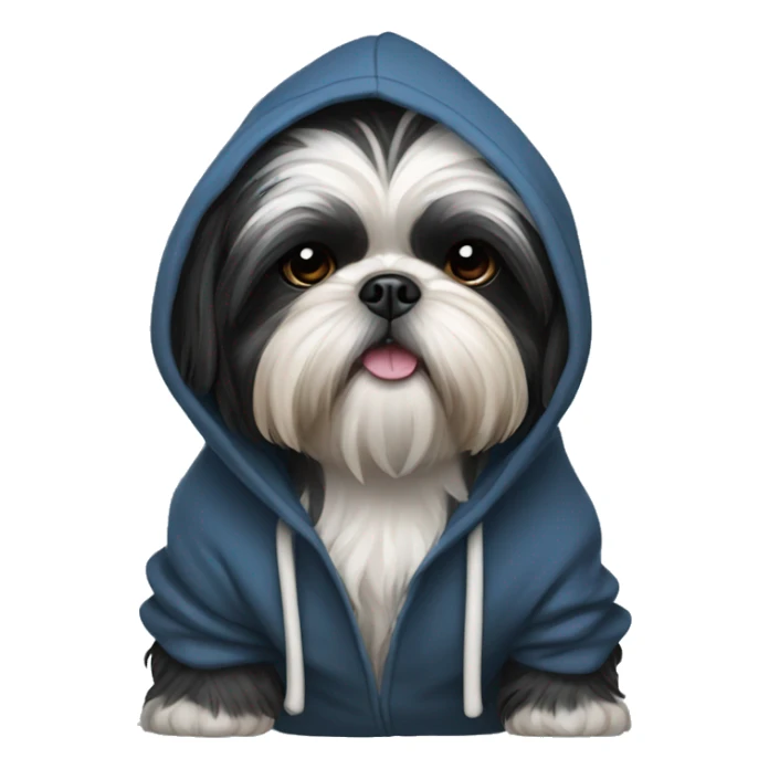Black shih tzu wearing a hoodie sticker