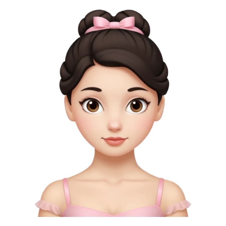 white girl with one ballet bun, dark hair,  sticker