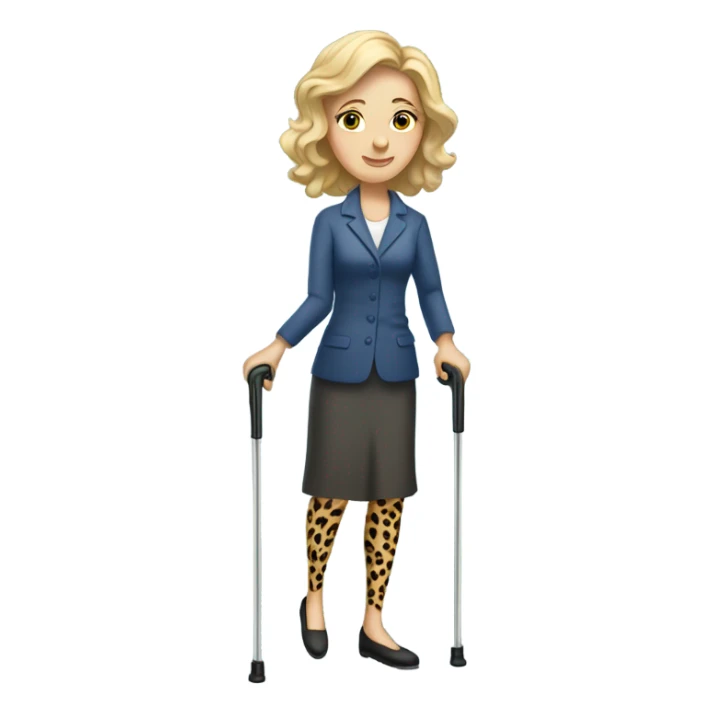 Caucasian Lady with cheetah print crutches  sticker
