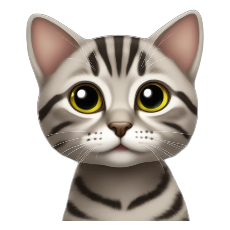  brown-grey cat with black striped pattern, age 4-5 months, eyes yellow-green, sticker