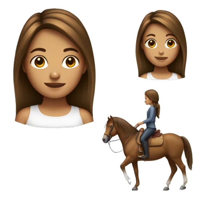 Girl on horse brown hair sticker